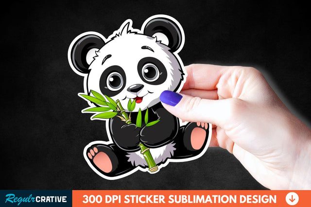 Cute Baby Panda Bamboo Sticker Clipart Sublimation Regulrcrative 
