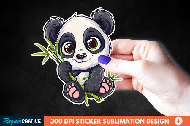 Cute Baby Panda Bamboo Sticker Clipart Sublimation Regulrcrative 