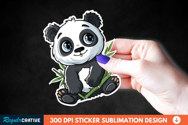 Cute Baby Panda Bamboo Sticker Clipart Sublimation Regulrcrative 