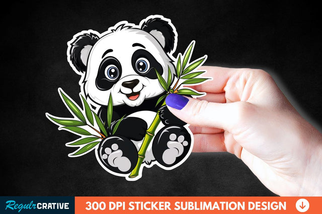 Cute Baby Panda Bamboo Sticker Clipart Sublimation Regulrcrative 