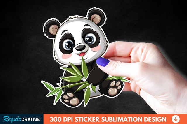 Cute Baby Panda Bamboo Sticker Clipart Sublimation Regulrcrative 