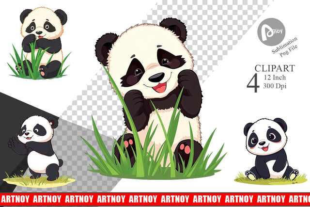 Cute Baby Panda Clipart Sublimation artnoy 