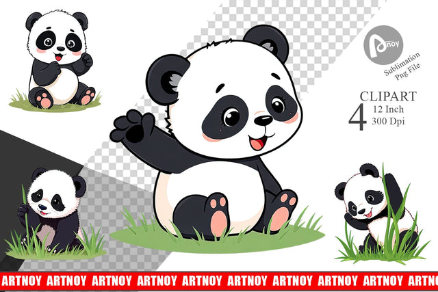 Cute Baby Panda Clipart Sublimation artnoy 