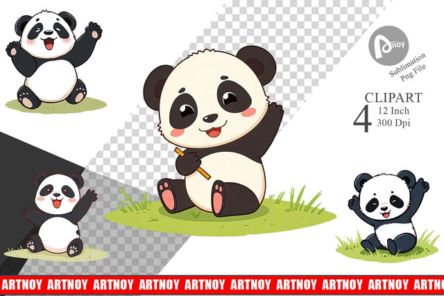 Cute Baby Panda Clipart Sublimation artnoy 