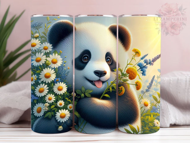 Cute Baby Panda Floral Tumbler, Panda 20oz Tumbler Wrap PNG, Straight & Tapered Tumbler Wrap, Instant Digital Download Sublimation Li Zamperini 