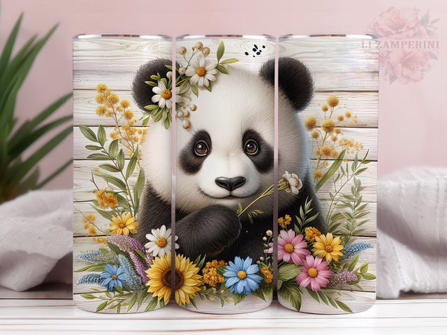 Cute Baby Panda Floral Tumbler, Panda 20oz Tumbler Wrap PNG, Straight & Tapered Tumbler Wrap, Instant Digital Download Sublimation Li Zamperini 