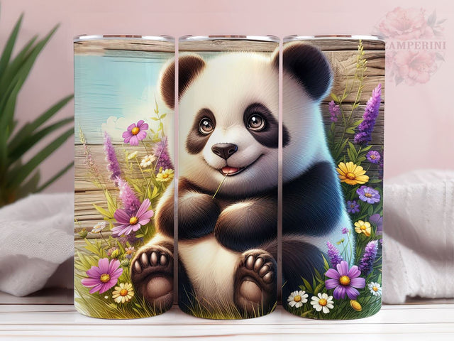 Cute Baby Panda Floral Tumbler, Panda 20oz Tumbler Wrap PNG, Straight & Tapered Tumbler Wrap, Instant Digital Download Sublimation Li Zamperini 