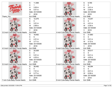 Cute Baby Panda Hearts Embroidery Design – Valentine Panda Heart Balloons Machine Embroidery File Embroidery/Applique DESIGNS PatternFeed8 