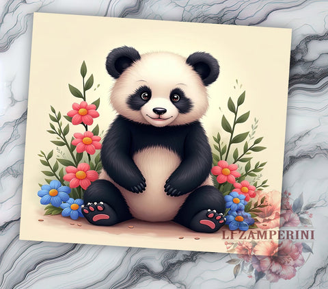 Cute Baby Panda Pastel Floral Tumbler Wrap, Pastel Floral Tumbler, 20oz Tumbler Wrap, Panda Sublimation, Floral Drinkware, Cute Tumbler Design, Baby Animal Tumbler Sublimation Li Zamperini 