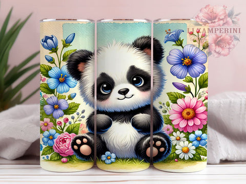 Cute Baby Panda Pastel Floral Tumbler Wrap, Pastel Floral Tumbler, 20oz Tumbler Wrap, Panda Sublimation, Floral Drinkware, Cute Tumbler Design, Baby Animal Tumbler Sublimation Li Zamperini 