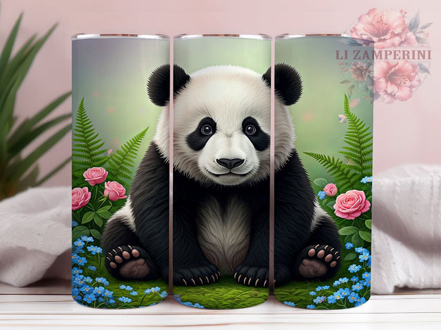Cute Baby Panda Pastel Floral Tumbler Wrap, Pastel Floral Tumbler, 20oz Tumbler Wrap, Panda Sublimation, Floral Drinkware, Cute Tumbler Design, Baby Animal Tumbler Sublimation Li Zamperini 