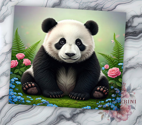 Cute Baby Panda Pastel Floral Tumbler Wrap, Pastel Floral Tumbler, 20oz Tumbler Wrap, Panda Sublimation, Floral Drinkware, Cute Tumbler Design, Baby Animal Tumbler Sublimation Li Zamperini 