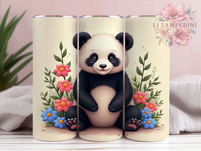 Cute Baby Panda Pastel Floral Tumbler Wrap, Pastel Floral Tumbler, 20oz Tumbler Wrap, Panda Sublimation, Floral Drinkware, Cute Tumbler Design, Baby Animal Tumbler Sublimation Li Zamperini 