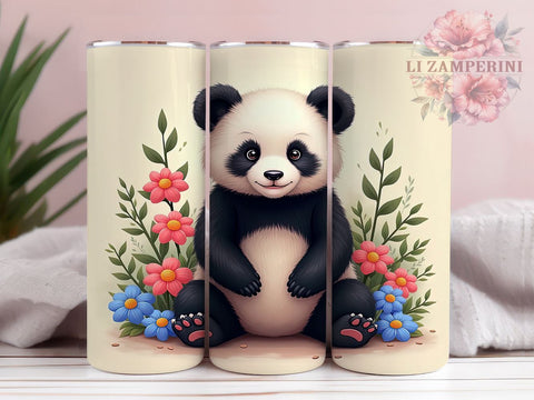 Cute Baby Panda Pastel Floral Tumbler Wrap, Pastel Floral Tumbler, 20oz Tumbler Wrap, Panda Sublimation, Floral Drinkware, Cute Tumbler Design, Baby Animal Tumbler Sublimation Li Zamperini 