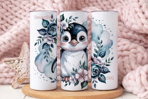 Cute Baby Penguin 20oz Tumbler Wrap Sublimation DesignSVG 