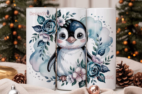 Cute Baby Penguin 20oz Tumbler Wrap Sublimation DesignSVG 