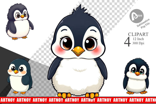Cute Baby Penguin Clipart Sublimation artnoy 