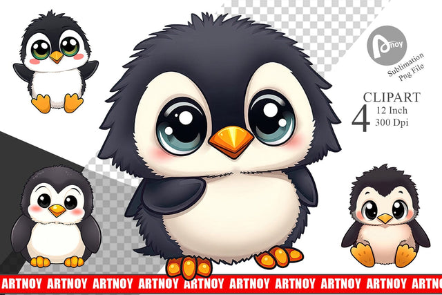 Cute Baby Penguin Clipart Sublimation artnoy 