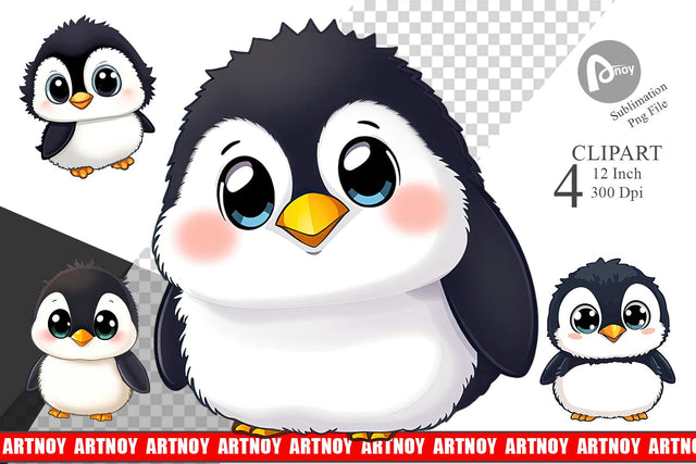 Cute Baby Penguin Clipart Sublimation artnoy 