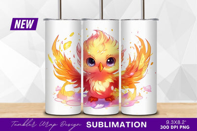 Cute baby phoenix cartoon illustration tumbler png Sublimation Regulrcrative 