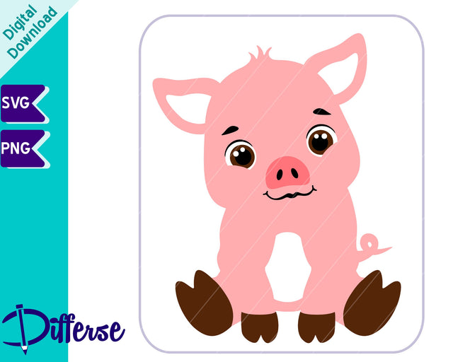 Cute Baby Pig SVG | Baby Farm Animal SVG SVG Differse 