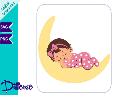 Cute Baby Sleeping On The Moon SVG | Nursery SVG SVG Differse 