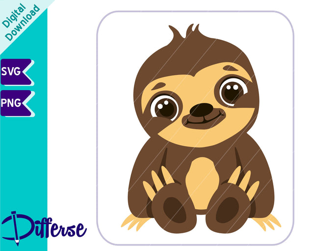 Cute Baby Sloth SVG | Baby Animal SVG Differse 