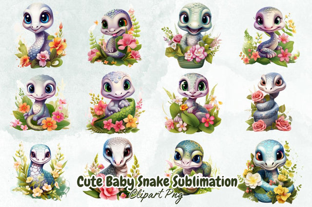 Cute Baby Snake Sublimation Clipart Bundle Sublimation Designangry 