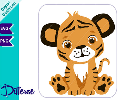 Cute Baby Tiger SVG | Tiger Cub SVG Differse 