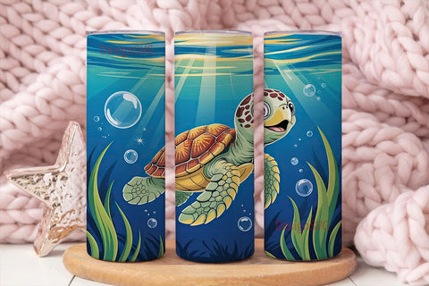 Cute Baby Turtle 20oz Tumbler Wrap Sublimation DesignSVG 