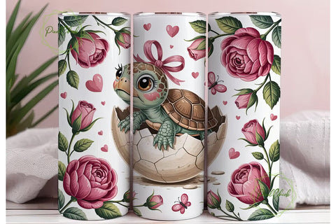 Cute Baby Turtle 20oz Tumbler Wrap Sublimation PixelChick 