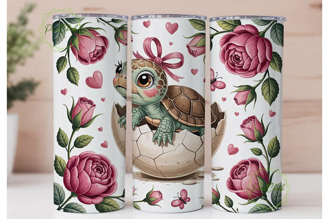 Cute Baby Turtle 20oz Tumbler Wrap Sublimation PixelChick 