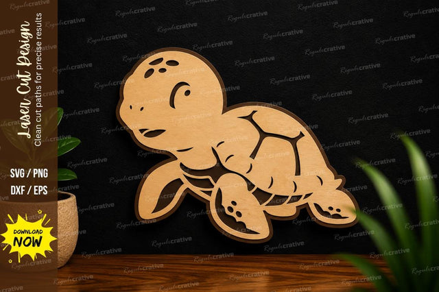 Cute Baby Turtle Laser Cut SVG File SVG Regulrcrative 