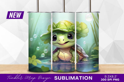 Cute baby turtle with leaf hat Sublimation Regulrcrative 