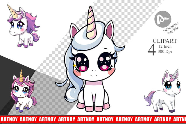 Cute Baby Unicorn Clipart Sublimation artnoy 