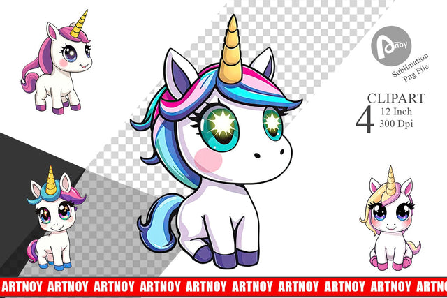 Cute Baby Unicorn Clipart Sublimation artnoy 