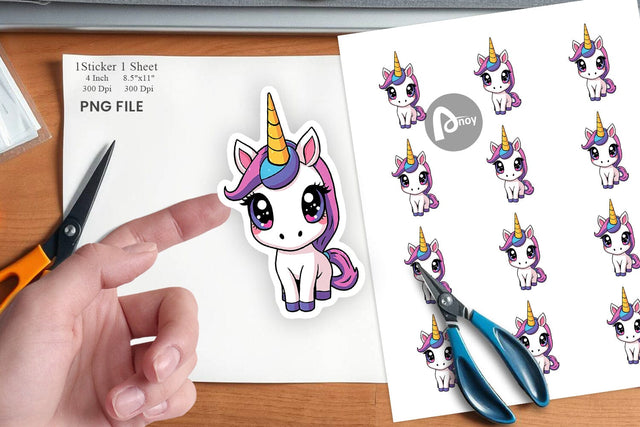 Cute Baby Unicorn Sticker Sublimation artnoy 