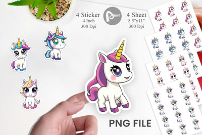 Cute Baby Unicorn Sticker Sublimation artnoy 