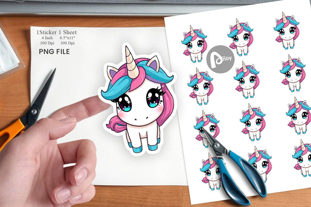 Cute Baby Unicorn Sticker Sublimation artnoy 