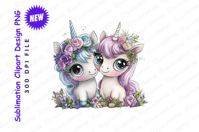 Cute Baby Unicorns With Floral Wreaths Sublimation Regulrcrative 