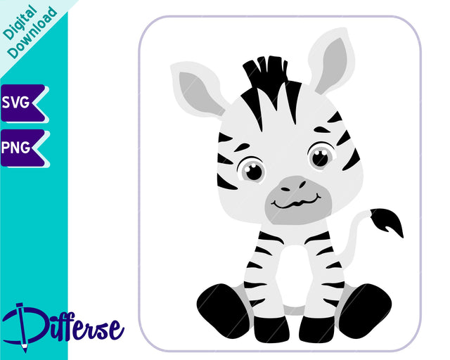 Cute Baby Zebra SVG | Baby Animal SVG Differse 