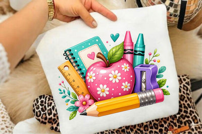 Cute Back to School Apple PNG Sublimation SVGArt 
