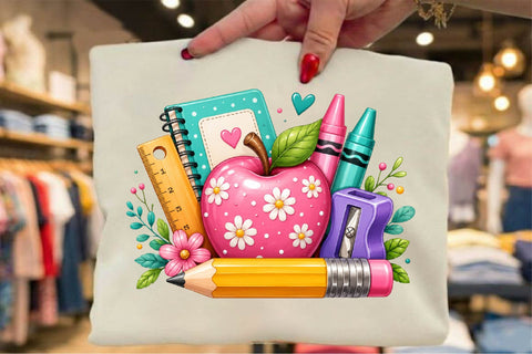 Cute Back to School Apple PNG Sublimation SVGArt 