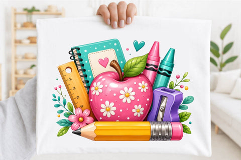 Cute Back to School Apple PNG Sublimation SVGArt 
