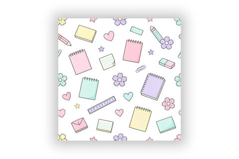 Cute Back To School Digital Paper Pack, Kawaii School Supplies Seamless Patterns, Pastel Classroom & Printable Crafts Digital Pattern FloridPrintables 