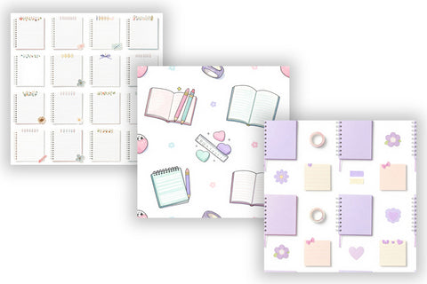 Cute Back To School Digital Paper Pack, Kawaii School Supplies Seamless Patterns, Pastel Classroom & Printable Crafts Digital Pattern FloridPrintables 