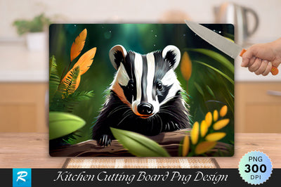 Cute badger Cutting Board Sublimation Regulrcrative 