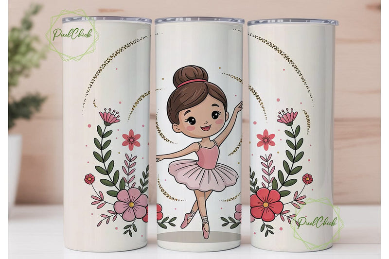 Cute BalleTHSP 20oz Tumbler Wrap Sublimation PixelChick 