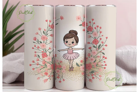 Cute BalleTHSP 20oz Tumbler Wrap Sublimation PixelChick 