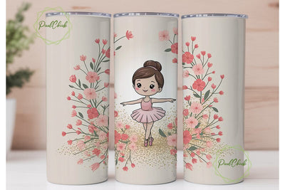 Cute BalleTHSP 20oz Tumbler Wrap Sublimation PixelChick 